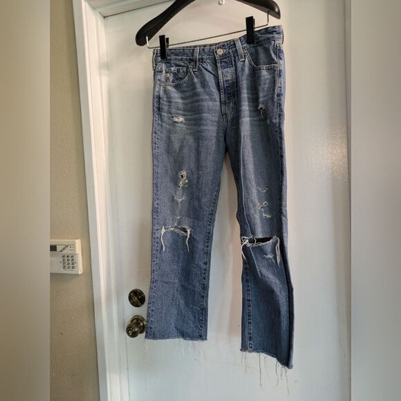AG distressed crop jeans size 26. Waist 14 inches and inseam is 23 inches - Picture 3 of 7